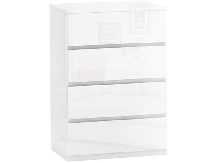HOMCOM Moderne Kommode 4 Schubladen 55x33x80 cm Weiß Hochglanz Kippsichere Spanplatten-Kommode