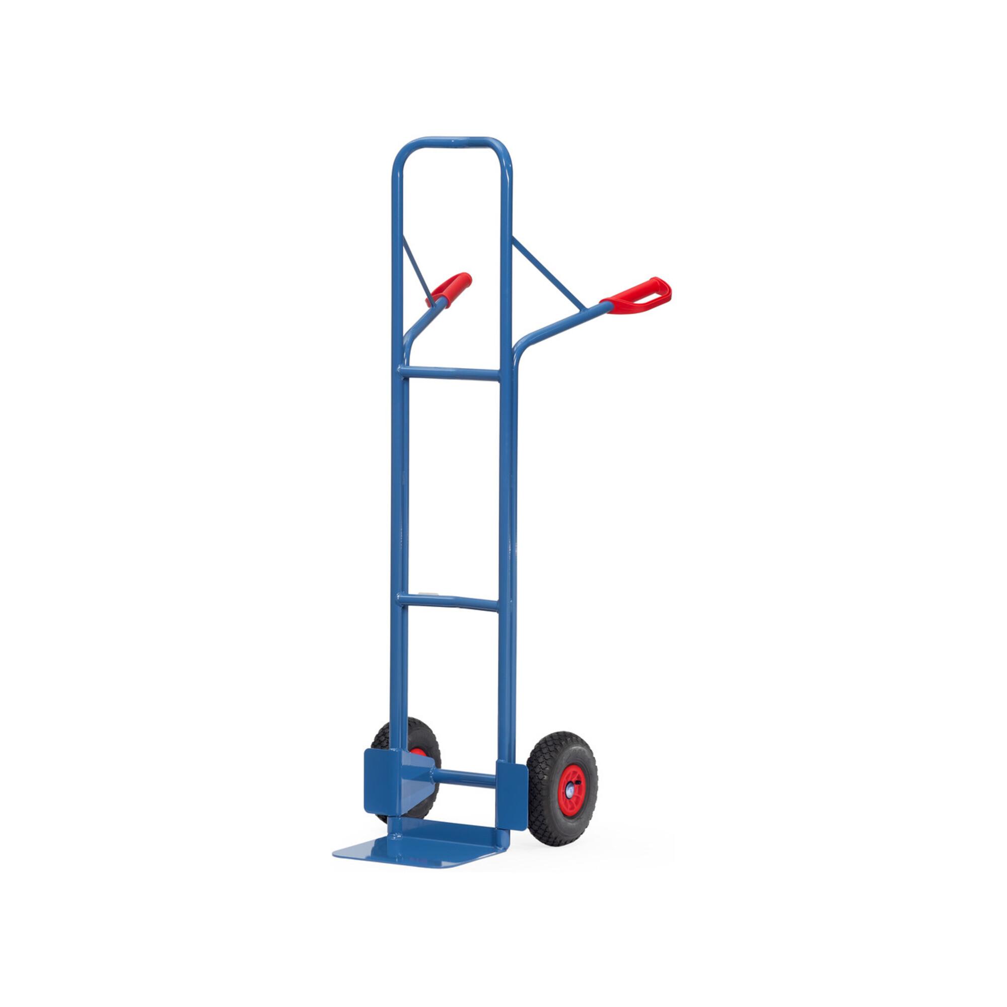 fetra B1327L Stahlrohr-Sackkarre aus Stahl mit Pulverbeschichtung und Schaufel (Tragkraft:300 kg, Luftbereifung, Schaufel:35x25 cm))