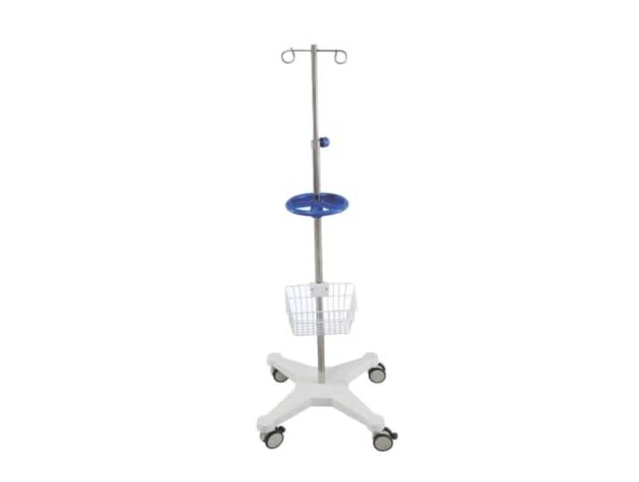 Tragbarer Infusionsständer mit 4 Rädern und mobilem Infusionsständer Aufbewahrungskorb, 2 Haken, Infusionsständer aus Edelstahl, höhenverstellbar infusionsständer