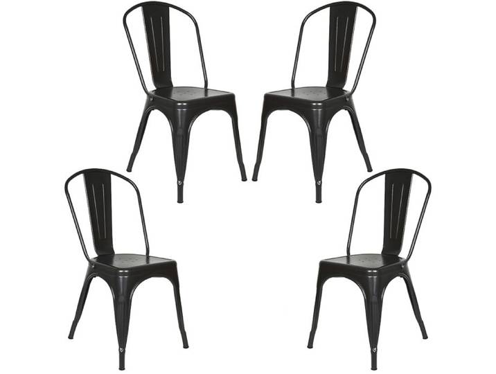 Lot de 4 Métal Chaises de Salle à Manger-MIPAN-Empilables-Pour Une Utilisation Intérieure et Extérieure Chaise de Jardin-Noir