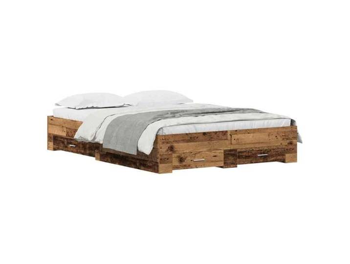 NOUVEAU Lit 2 personnes - Lit 2 personnes - Cadre de lit Double - Bois ancien - 140x190cm Bois d'ingénierie 37349