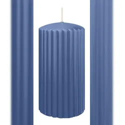 Wiedemann Kerzen Rillen Kerzen Graublau 150 x Ø 80 mm, 4 Stück