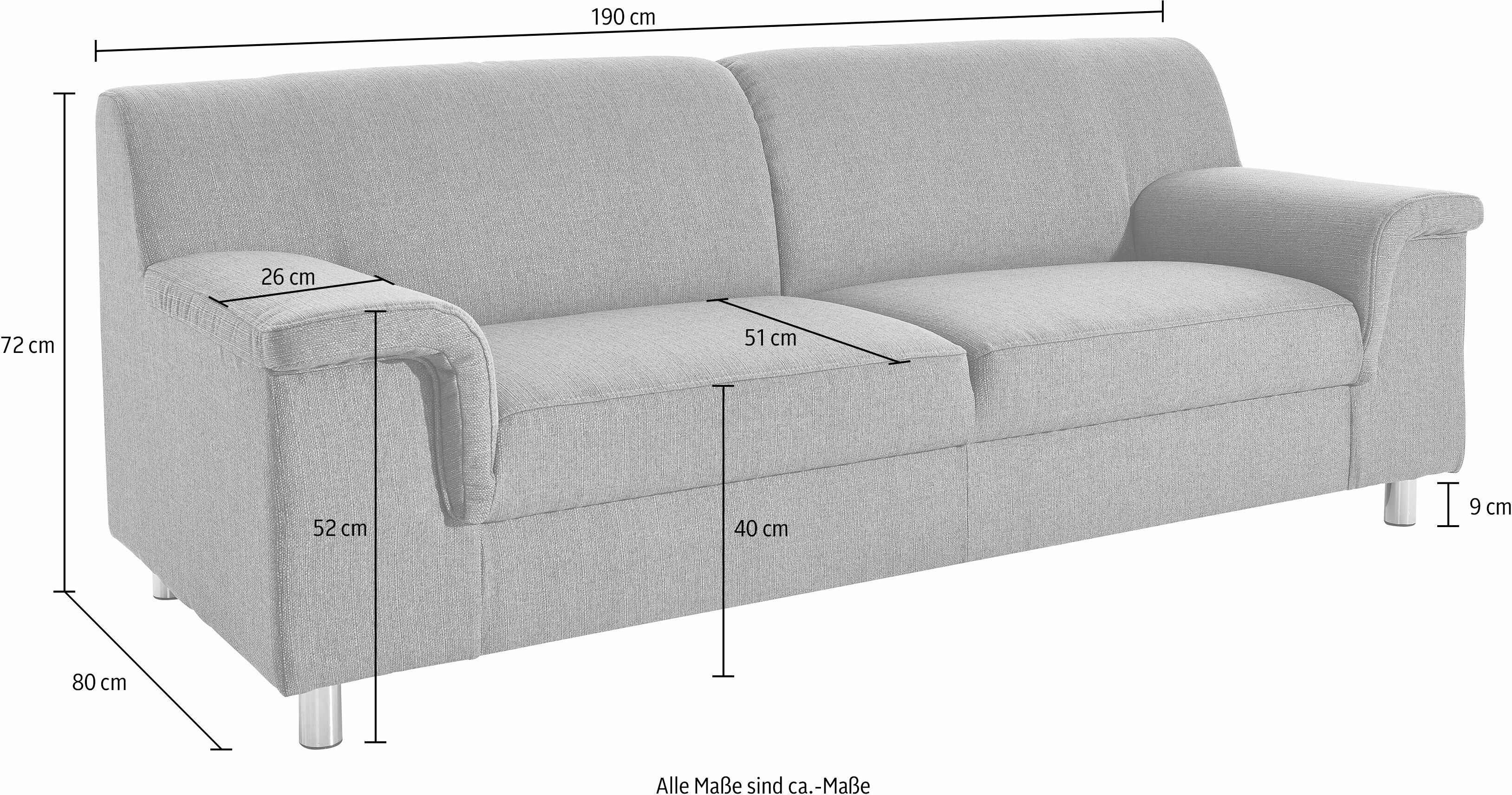 2,5-Sitzer HOME AFFAIRE "Jamie zeitlos elegant, klares Design, komfortabel", braun (café), B:190cm H:72cm T:80cm, Sofas, 2 5-Sitzer café B/H/T: 190cm x 72cm x 80cm, Microfaser PRIMABELLE®, ohne Funktion