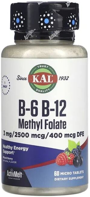 Kal B6 B12 Methyl Folate 60 Tabs Berry