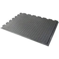 PROREGAL Anti-Ermüdungs-Gummifliese Eckstück Rechts | BxL 70x78cm | Stärke 1,2cm | Schwarz