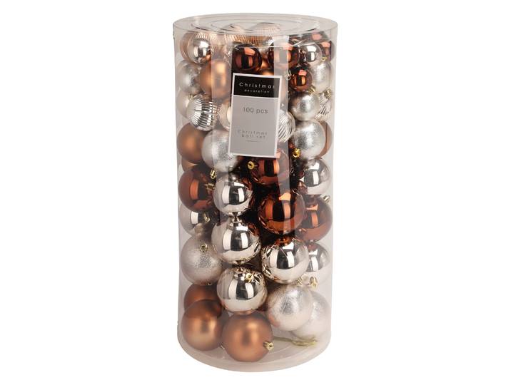 Weihnachtskugel Set 100-teilig braun/gold