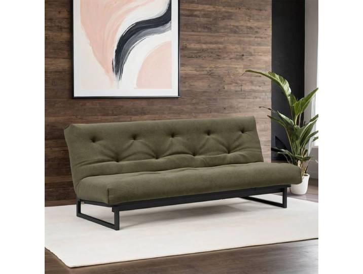 Schlafsofa Frentano Webstoff/Cord mit Lattenrost und Stauraum Mischgewebe 92x200x100cm Grün