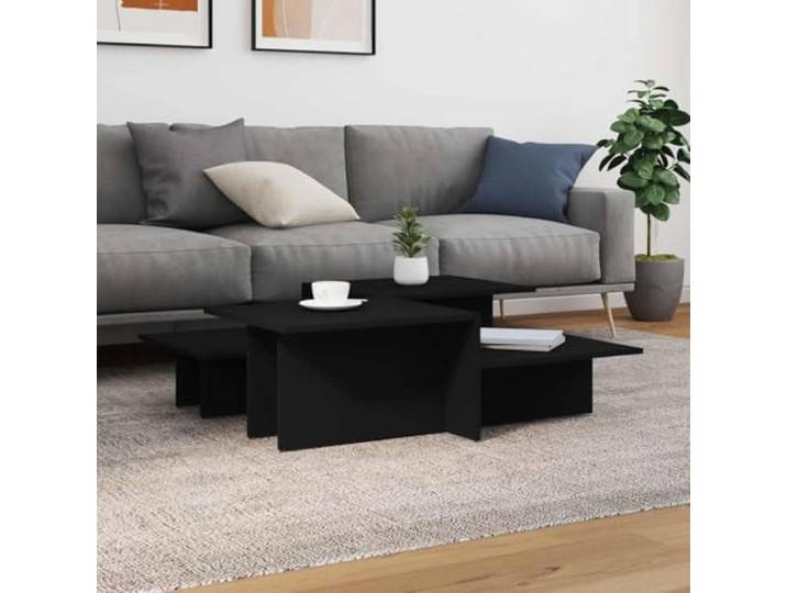 HEFZGDB Couchtische 2 STK. Schwarz Holzwerkstoff Langlebig Stilvoll Beistelltisch Wohnzimmertisch mit Glatter Oberfläche Feuchtigkeitsbeständig