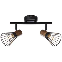 BRILLIANT Lampe Manama Spotrohr 2flg holz dunkel/schwarz matt   2x D45, E14, 18W, geeignet für Tropfenlampen (nicht enthalten)   Köpfe schwenkbar
