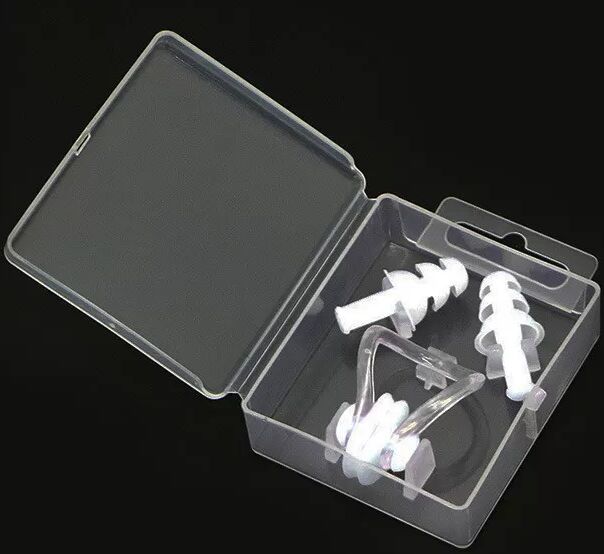 INF Pince-nez et bouchons d'oreilles de natation en silicone Blanc