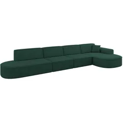 ECKSOFA Ottomane Rechts MARI-L3 - 413x171x79 cm Grün Velours