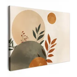 LEINWANDBILD Formen - Rund - Blätter - Beige Wandbilder 80x60 cm