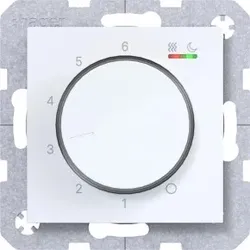 Hager WAN5010WG Temp.regler 230V/16A, Dreh-/Druckknopf, Heizung, A.x/C.x, lichtweiß glänz
