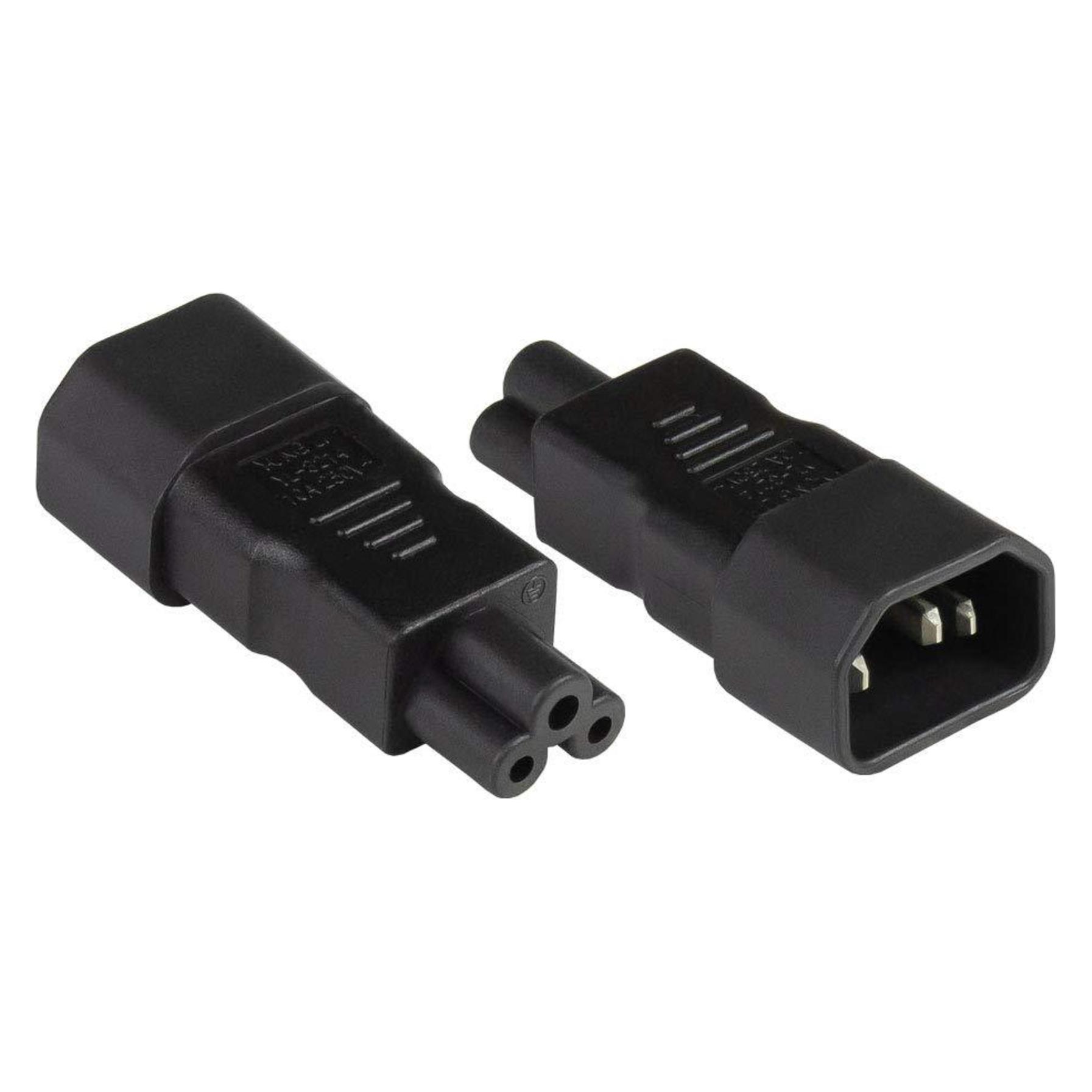 Good Connections Stromadapter Kaltgeräte-Stecker C14 (gerade) an Kleeblatt-Buchse C5 (gerade), UL, schwarz, (PA-1405S)