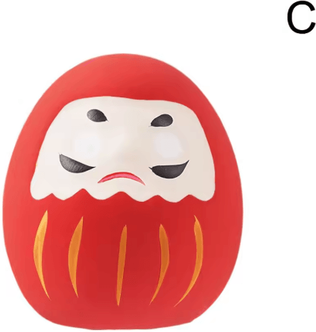 Inspire Picks Mini Ceramic Daruma Doll Japanese Lucky Charm Fortune Ornament red