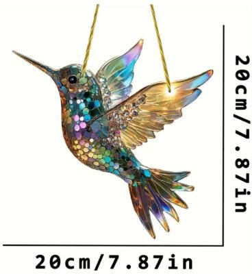 Inspire Essentials Colorful Hummingbird Wind Chime Acrylic Hanging Ornament For Window And Car Decor 5