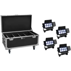 EUROLITE Set 4x AKKU Multiflood IP 8x10W RGBW Wash CRMX + Case mit Ladefunktion