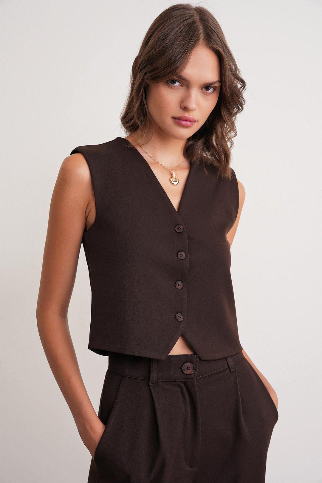 V-hals Geknoopte Vest