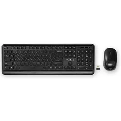 Nedis Maus und Tastatur-Set Wireless Maus- und Tastaturverbindung: USB 800 / 1200 / 1600 dpi (US, Kabellos), Tastatur, Schwarz