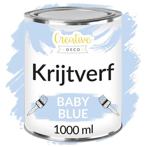 Creative Deco Krijtverf Baby Blauw 1000 ml - Mat en Wasbaar voor Meubels en Decoratie