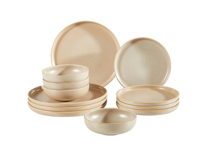 Creatable Tafelservice, Sandfarben, Keramik, 12-teilig, Uni, Geschirr, Geschirrsets, Tafelservice