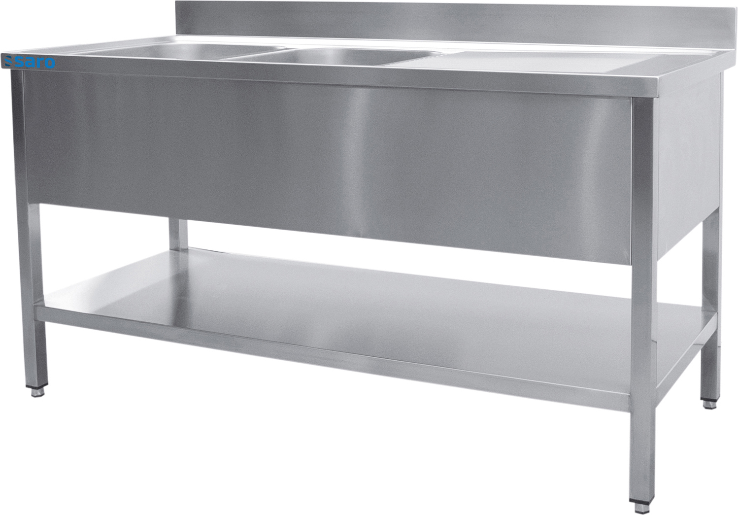SARO Spültisch 2 Becken, links - B 1400 x T 700 mm