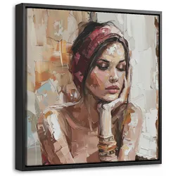LEINWAND Bilder mit Rahmen - Frau - Lackierung - Porträt - Modern - 20x20