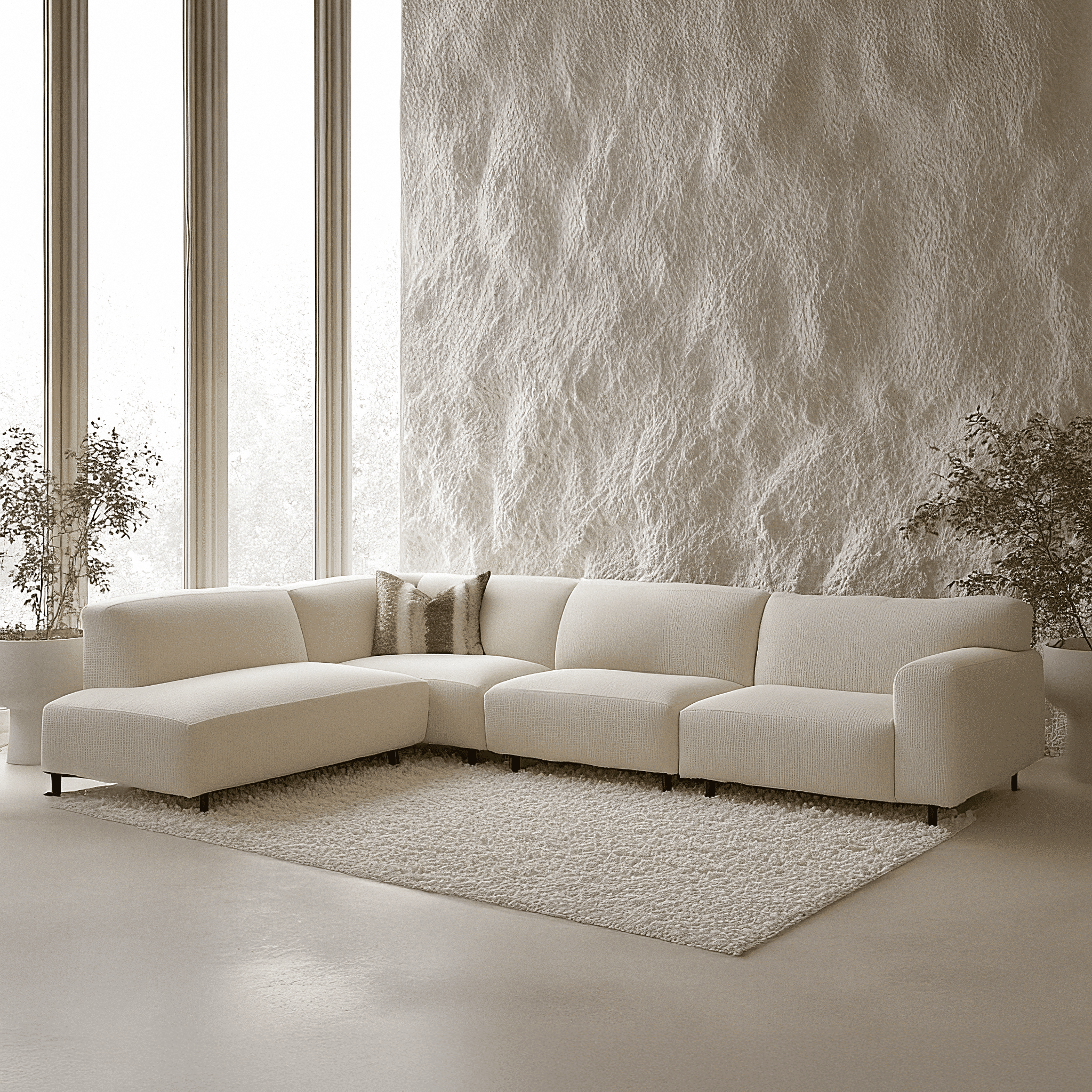 Freja Sand Textured Large Left Hand Facing Corner Sofa