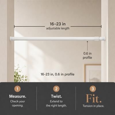 Evideco Adjustable Tension Rod No Tools Needed Lightweight Voile Curtains