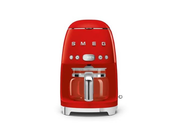 Smeg, DCF02RDEU, Filter -Kaffeemaschine, Aroma und Autostart -Funktion, Glaskaraffe bis 12 Tassen, 2 Intensitätsniveaus, Warmhaltefunktion, 1050W, Rot
