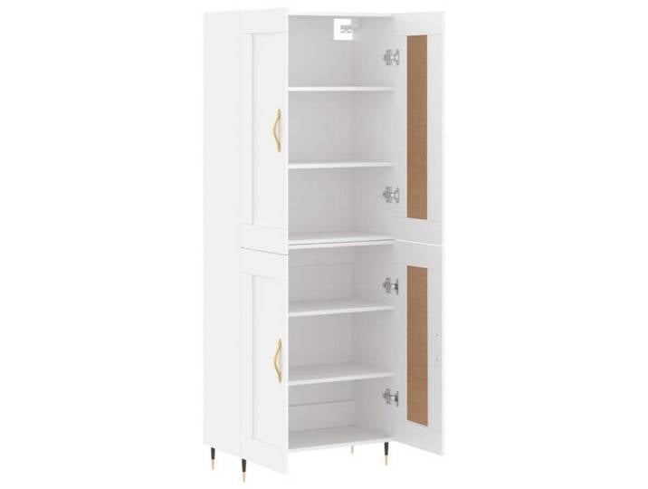 Meuble rangement - Buffet haut Blanc 69 5x34x180 cm Bois d'ingénierie poisd:51.66kg &823