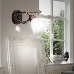 Wandleuchte Landhausstil Wandlampe rostfarben Glasschirm Flurleuchte Antik, Metall rostfarbig Alabasterglas, 1x E14, BxHxT 13x21,5x29 cm