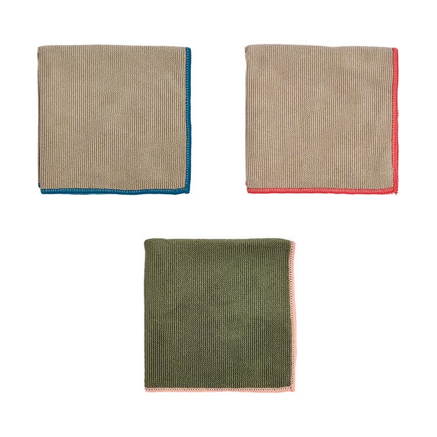 OYOY Mundus microvezeldoekje 3-delig Olive-clay, 30 x 30 cm