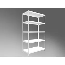 Schraubregal Biedrax 50 x 150 x 180 cm, Weiß, 5 Fachböden, Fachlast 150 kg pro Fachboden
