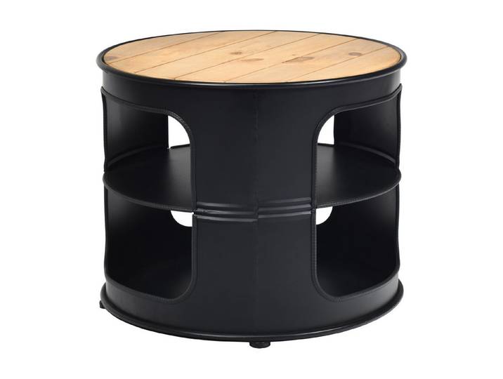COSTWAY Beistelltisch Nachttisch, Metall, rund, 3 Ebenen, 50x50x41,5cm