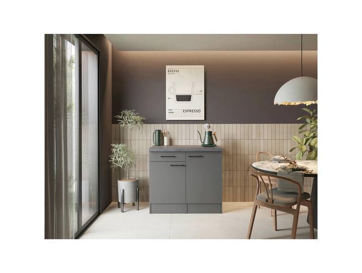 Respekta Buffet Oliver, Grau, 1 Schublade(n) Schubladen, 100x90x60 cm, erweiterbar, Beimöbel erhältlich, Küchen, Küchenmöbel, Buffetschränke
