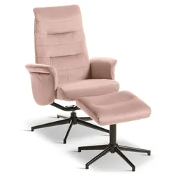 Sessel mit Hocker Moena Stoff Rosa
