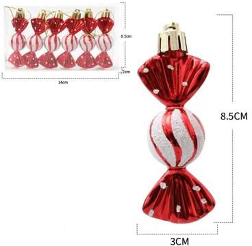 Uplift Picks Six Piece Candy Christmas Ornaments For Festive Tree Decorating red