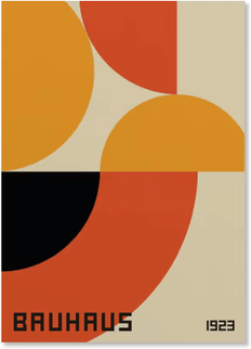 Inspire Picks Abstract Bauhaus Orange Wall Art Modern Geometric Sunrise Bicycle Poster 3 50x75cm No Frame