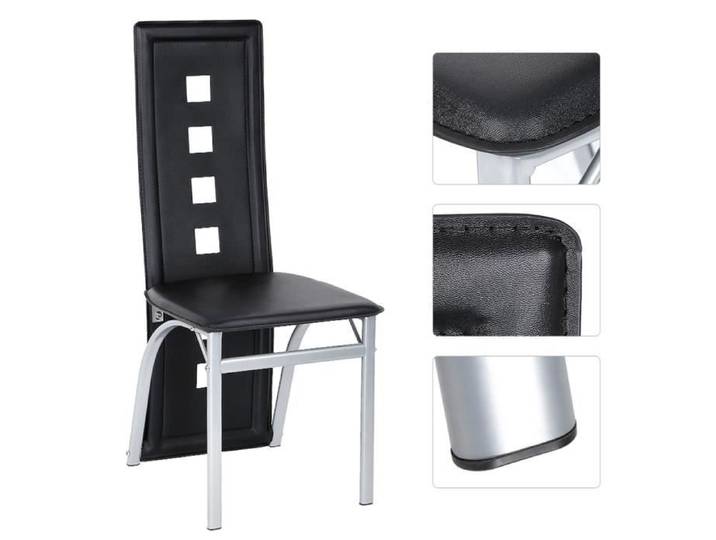 Lot de 4 Chaises de Cuisine - Marque Inconnue - Noir - Style Contemporain