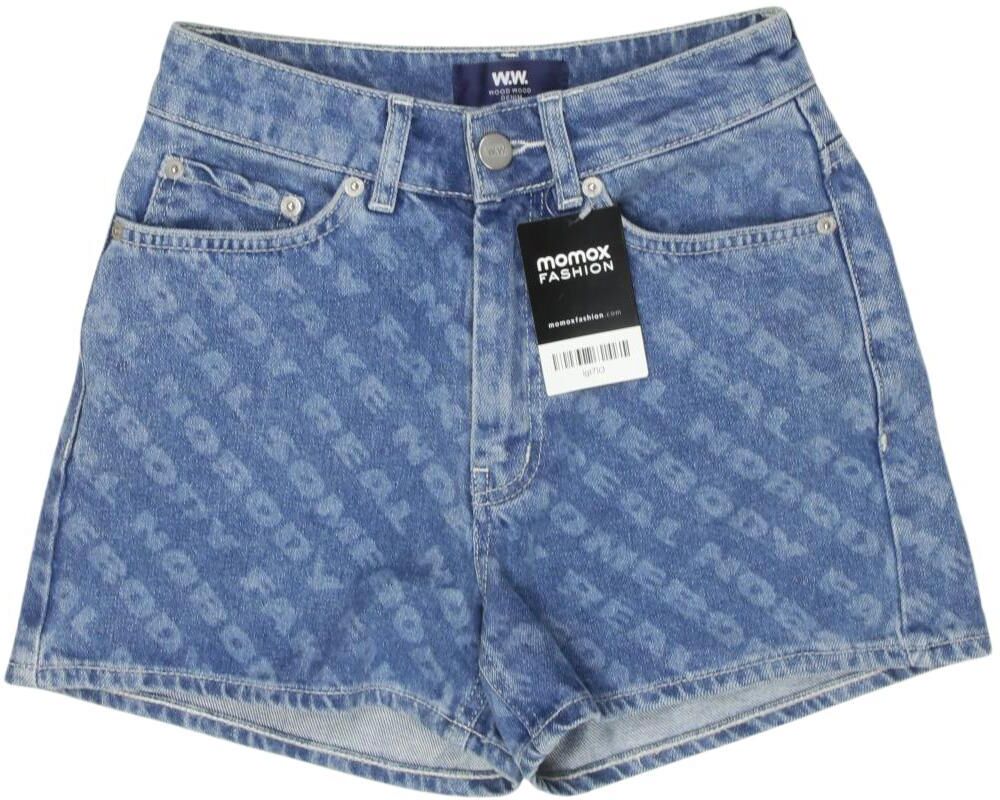 Wood Wood Damen Shorts, Blau, Gr. W25, Baumwolle - Second Hand