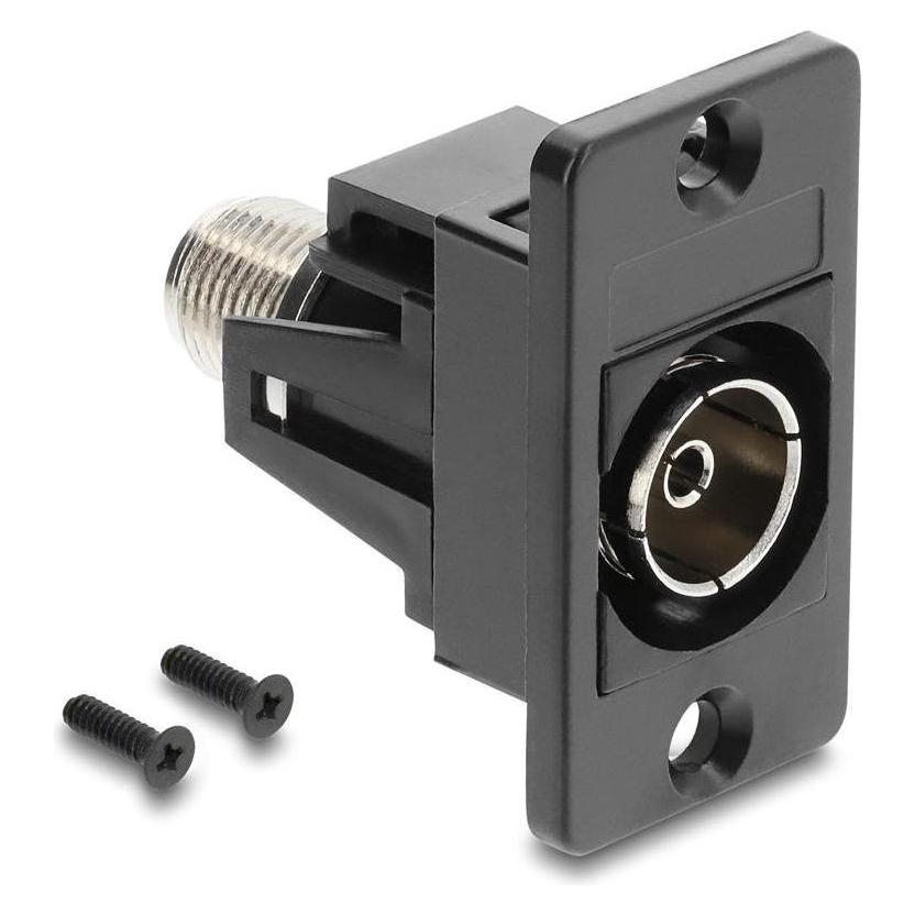 Delock Panel Mount IEC Buchse zu F Buchse schwarz (Antennenkabel) (91195)
