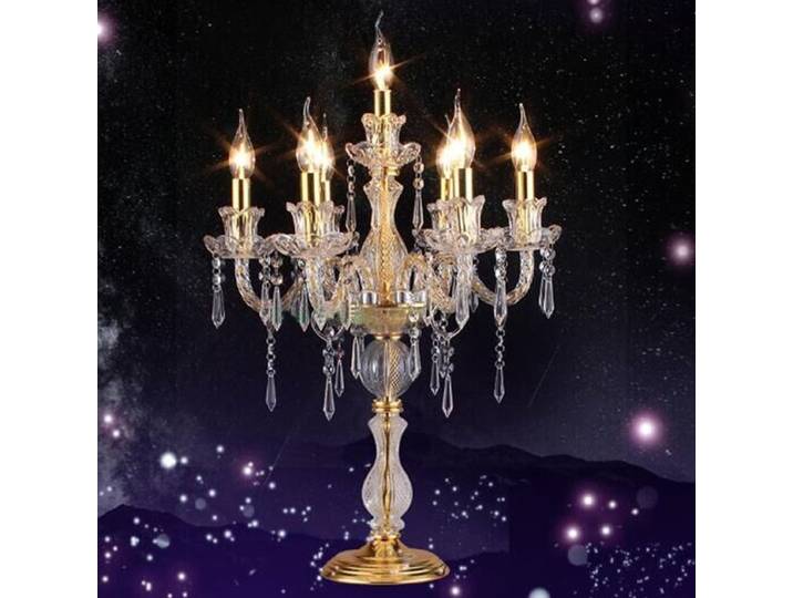 Lampe de table dorée européenne, chevet, chambre à coucher, étude, salon, lampes de bureau décoratives en verre, ludéviation en cristal d'hôtel créatif