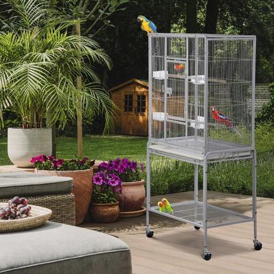 Multicon Wholesale Hub Spacious Parrot Finch Macaw Cage With Feeding Bowls, Rollable Stand, Removable Tray, And Sturdy Metal Frame Spacious Parrot Finch Macaw Cage With Feeding Bowls, Rollable Stand, Removable Tray, And Sturdy Metal Frame