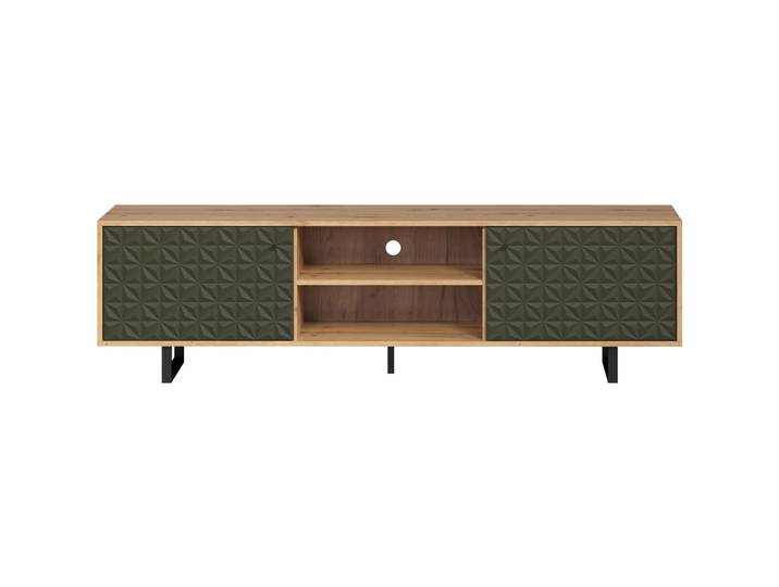 TV-Möbel Kravitz eiche/schwarz Holzwerkstoff/Metall/Kunststoff B 184 cm