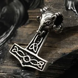 Drachensilber Thors Hammer Schmuck Kettenanhänger 925 Silber - Silber