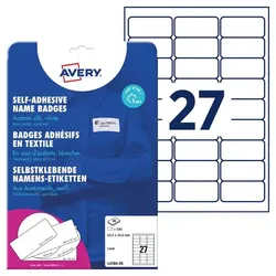 AVERY Zweckform Namensetiketten L4784-20 weiß 63,5 x 29,6 mm