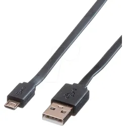 ROLINE 11028760 - Sync- & Ladekabel, USB-A -> Micro B, schwarz, 1,0 m