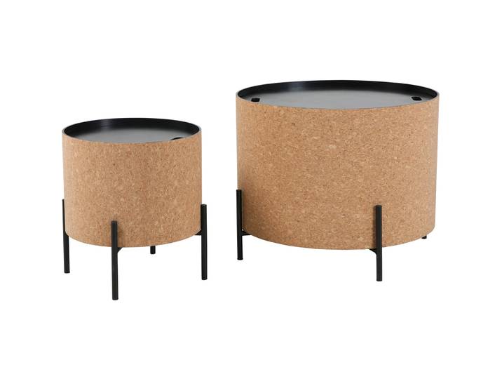 Salontisch Ruggero natur/schwarz MDF, Kork B 63 T 63 cm - Salontisch