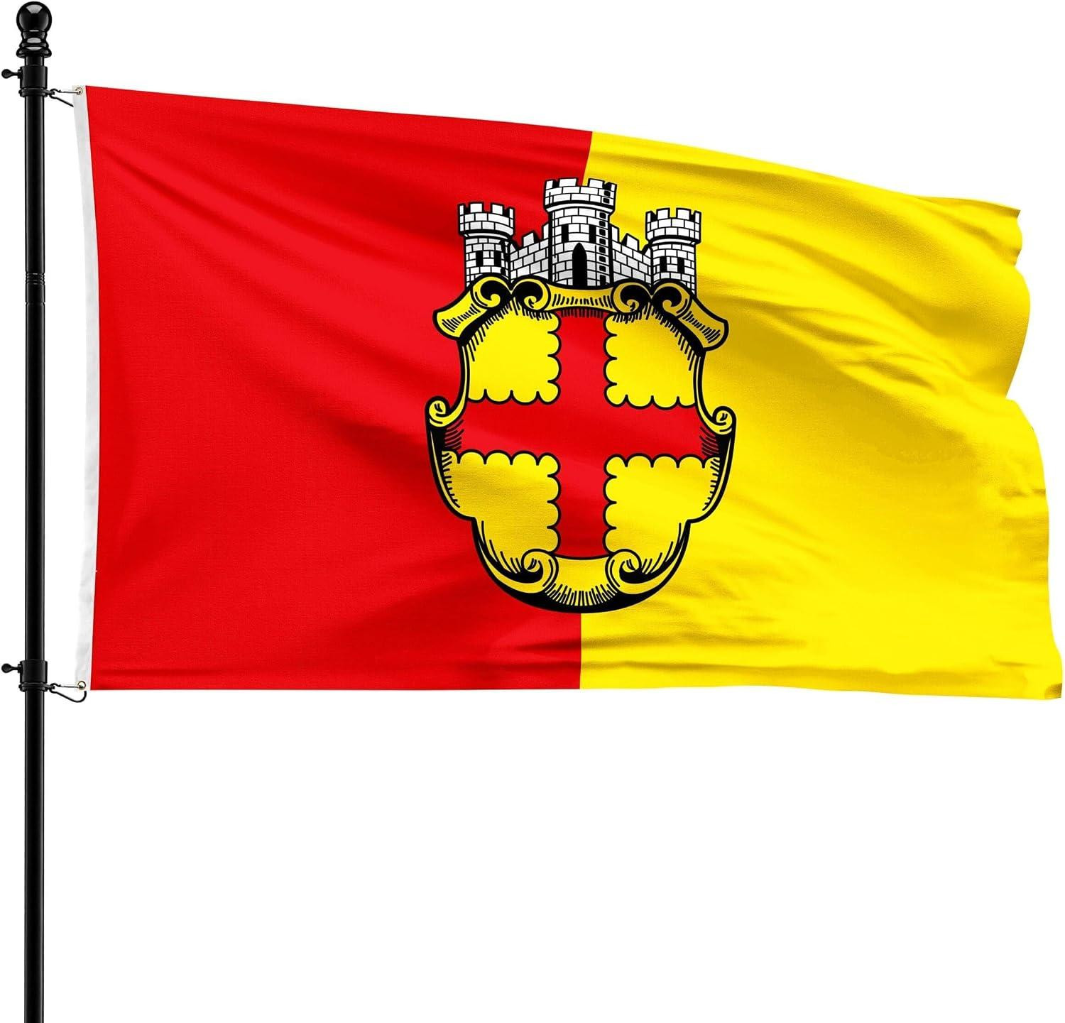 Gemeentevlag Eupen van polyester, 90 x 150 cm, geschikt voor vlaggenmast